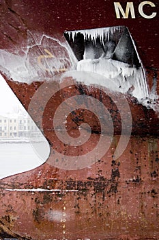 Part of the big red ship`s keel