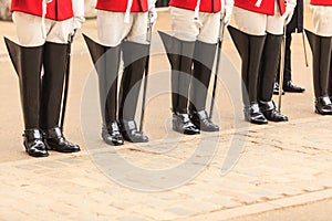 Part of body, solider horse guards boots in UK