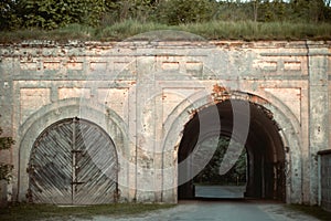 Part of Brest Fortress. Gate and road to Memorial