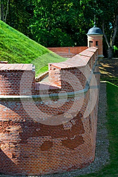 Part of the brick wall of the Nesvizh Castle in Belarus