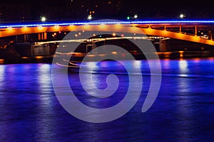 Part of bridge across Moscow River , night scene.