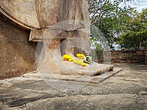 A part of Buddha statue Generally inWat saphan Hin is located in Sukhothai province Thailand