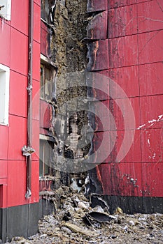 Part of the building damaged by fire.