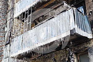 Part of the building damaged by fire.