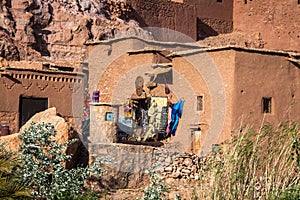 Part of the Castle of Ait Benhaddou, a fortified city, the former caravan way from Sahara to Marrakech. UNESCO World Heritage, Mo