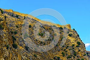 Part of castle fortress on hill in Alanya