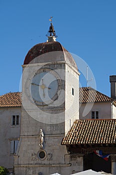 Part of the City Hall in Trogir old town, the clock tower