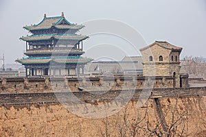 A part of the city wall and a watch tower in Pingyao