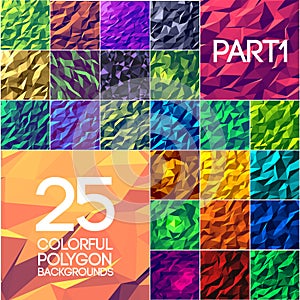 Part 1 of collection bright colors set polygonal backgrounds concept. Vector illustration design