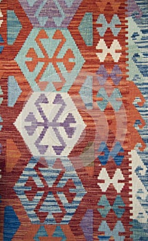 Part of colorful persian carpets close