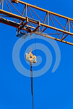 Part construction crane with blue sky