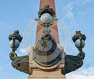 A part of the decoration of the Rostral column of Troitskiy (Trinity) bridge.