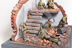 Part of diorama with six soldiers photo
