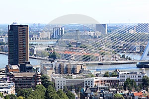 Part of Erasmus Bridge in Rotterdam, Netherlands