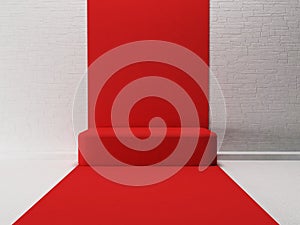 Part of the exhibition hall, room with a podium, 3D