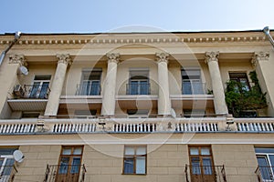 Part of the facade of the building, the city of Minsk,the Windows and balconies, shaped moldings 3