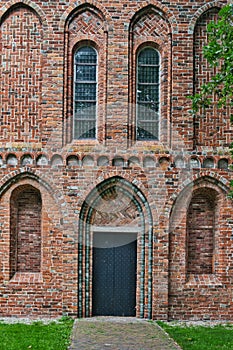 Part of the facade of a Romano-gothic church in Groningen, the Netherlands