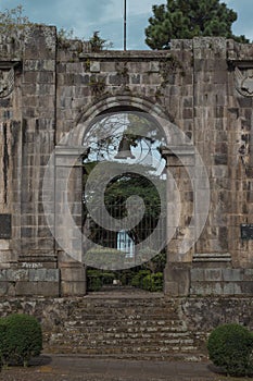 Part of the facade of the Ruins of Cartago or the Parochial Temple of Santiago Apostol Located in the city of Cartago in Costa