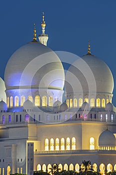 Part of famous Abu Dhabi Sheikh Zayed Mosque by night