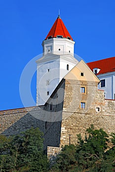 Part of famous Bratislava castle in Bratislava, the capital city of Slovak republic