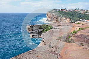 A part of Federation Cliff walk Watsons Bay with stunning views on high sandstone cliffs, Australia