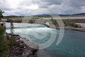 Part of the fish ladder at whitehorse dam territories