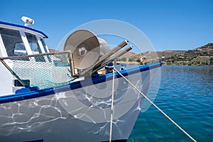 Part of fishing boat moored inTzia island, Greece