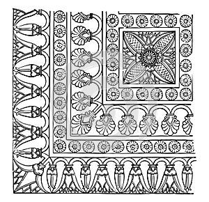 Part of the Floor Decoration from North Palace, Nineveh vintage illustration photo