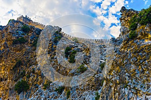 Part of fortress on rocky coast of Alanya