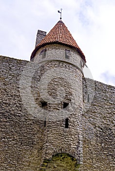 Part of the fortress wall with towers of the Tallinn Old Town