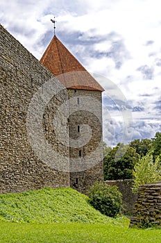 Part of the fortress wall with towers of the Tallinn Old Town