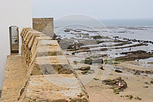 part of fortress wall with a view of sea