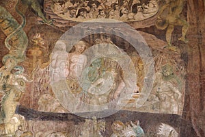 Part of fresco `Triumph of Death` or `Last Judgement` by Buonamico Buffalmacco