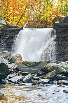 Part of the Great Falls of the Tinkers Creek in autumn.Viaduct Park