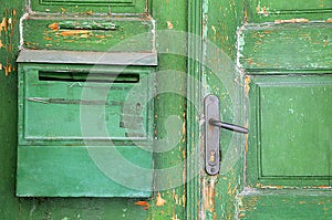 Part of Green Shabby Door