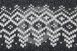 Part of Grey Knitted Sweater With White Jacquard Ornamnet