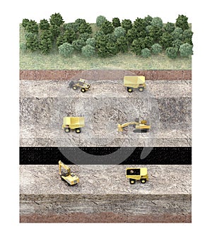 Part of ground cut of coal mining equipment