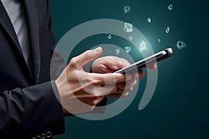 The part of the hand that is doing business Finance via telephone via the internet No need to go to the bank Just use technology photo