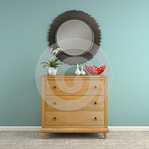 Part of interior with stylish commode 3D rendering 2