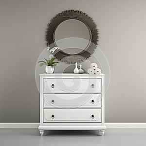 Part of interior with stylish commode 3D rendering