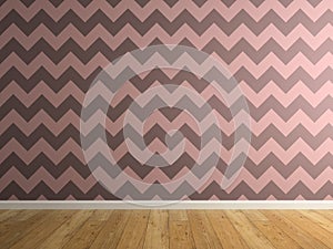 Part of interior with vinous wallpaper 3D rendering 2