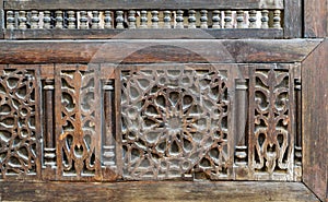 Part of an interleaved wooden decorations (Arabisk) facade, Cairo photo