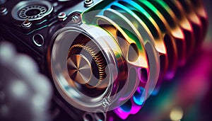 Part of the internal structure of a car engine. Colorful wallpaper illustration. Electronics and car repair service background