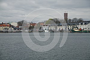 Part of Kalmar harbor with house