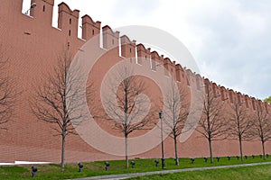 Part of the Kremlin red wall. Russia, Moscow