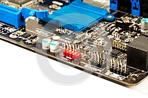 Part of laptop motherboard closeup