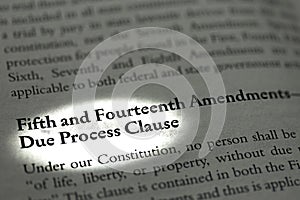 Part of a Legal Business Law textbook referring to the Fifth and Fourteenth Amendments