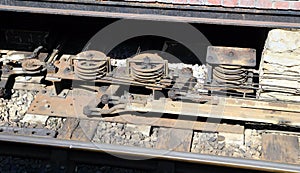 Part of the mechanism for controlling old fashioned railway sign