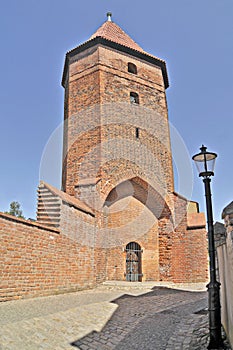 part of the medieval city walls in L?bork, Poland