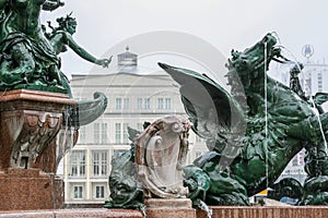 Part of the Mende Fountain in the German city of Leipzig